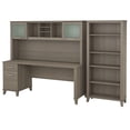thumbnail image 1 of Somerset 72W Office Desk with Hutch & Bookcase in Ash Gray - Engineered Wood, 1 of 7