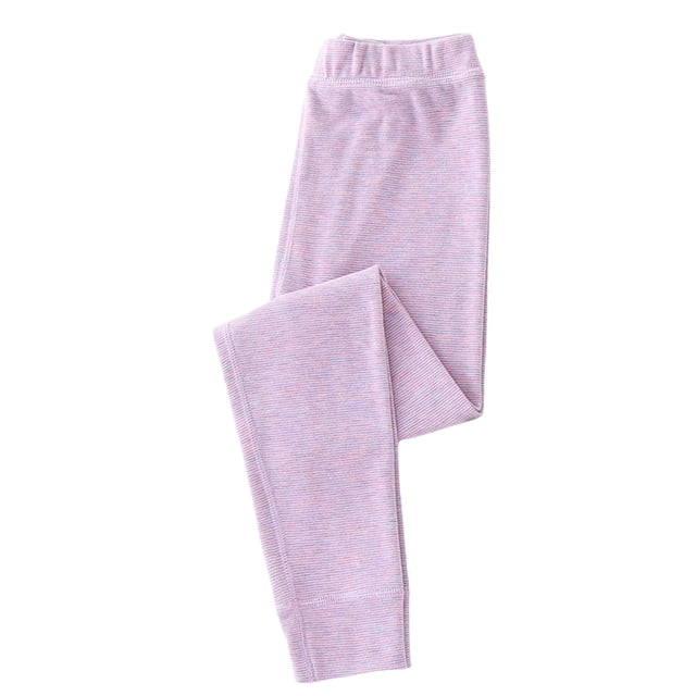 MIASHUI Girls Leggings Pantalon Long Confortable et Extensible, Collant Doux à Imprimé Rayé, Violet Pâle, 11-12 Ans