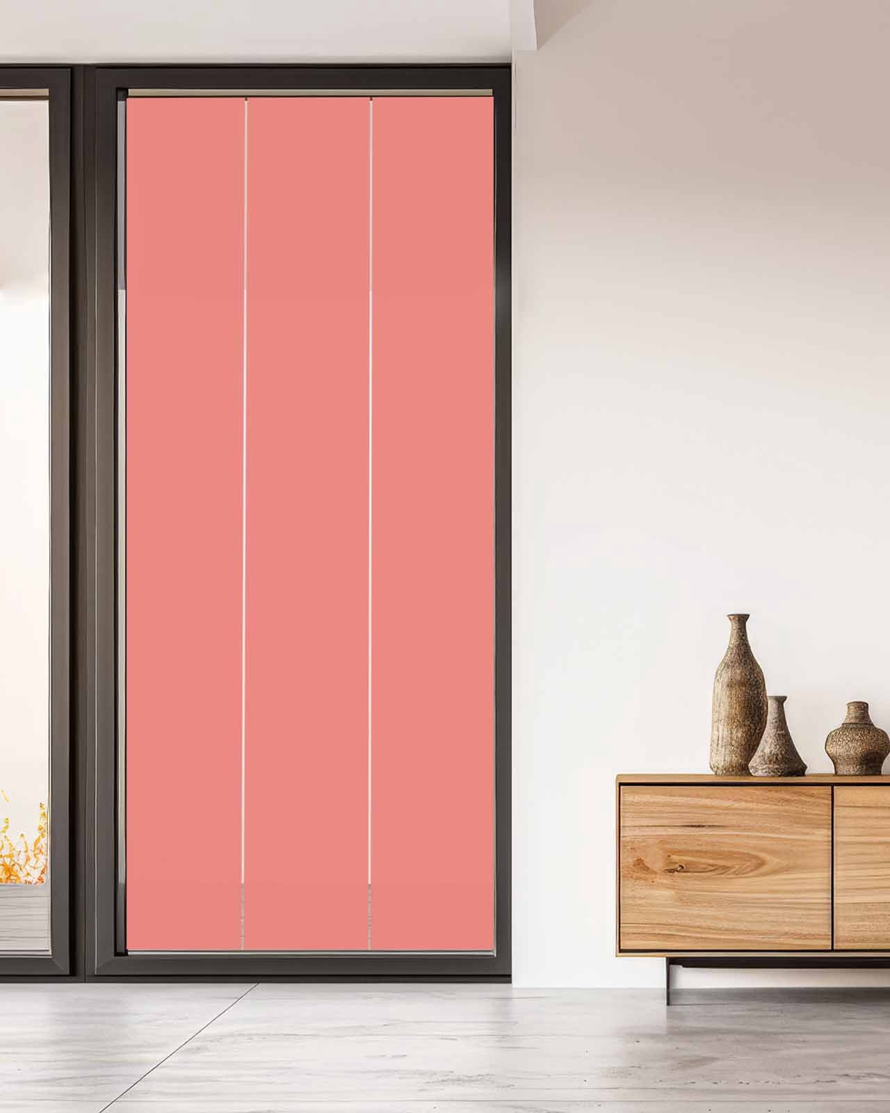 Window Privacy Film, Coral Red UV Sun Blocking Window Tint Film Heat Control One Way Blackout Window Film, Pure Orange Red Solid Color Simple Minimalism Art Non Adhesive Static Cling 35.4x78.7 In