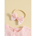 thumbnail image 4 of Little Girls  Casual Dress Toddler Half Sleeve Crew Neck Mesh Lace  Summer Princess Dress with Bowknot Headband For Birthday Party 6M-4Y, 4 of 9