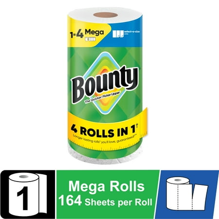 Bounty Paper Towels Select-A-Size White, 1 Mega Roll, 164 Sheets Per Roll