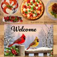 thumbnail image 2 of JOOCAR Welcome Cardinal Birds Winter Scene Linen Table Mats Set of 4 for Home Kitchen Table Decor 12x18 inch, 2 of 5