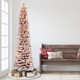 thumbnail image 2 of 7.5 ft Pre-lit Flocked Fashion Purple Pencil Tree 300 UL Clear Incandescent Lights, 2 of 2