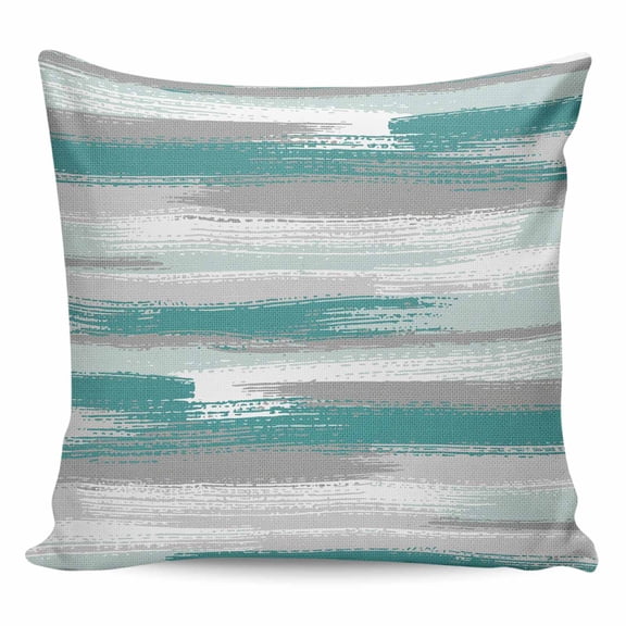 Throw Pillow Covers 24x24 Inch, Blue Gray Stripes Decorative Pillow Cases for Couch Sofa Bed, Watercolor Modern Abstract Minimalist Cotton Linen Square Home Decor Pillowcases with Hidden Zipper