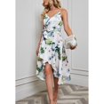 thumbnail image 2 of Vestido de mujer con tirantes finos, cuello en V profundo, cintura con lazo, dobladillo irregular dividido, vestido de temperamento fluido, 2 of 8