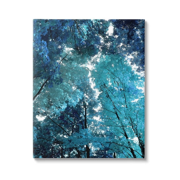 Stupell Industries Modern Blue Forest Trees Nature Painting Gallery Wrapped Canvas Print Wall Art, 16 x 20