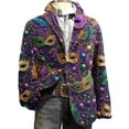 thumbnail image 6 of YOIAVAIOY 2026 Mardi Gras Blazer for Men Relaxed Fit Carnival Print Suit Jacket Holiday Streetwear Corduroy Button Blazers Winter Fashion Warm Jackets Purple S, 6 of 6