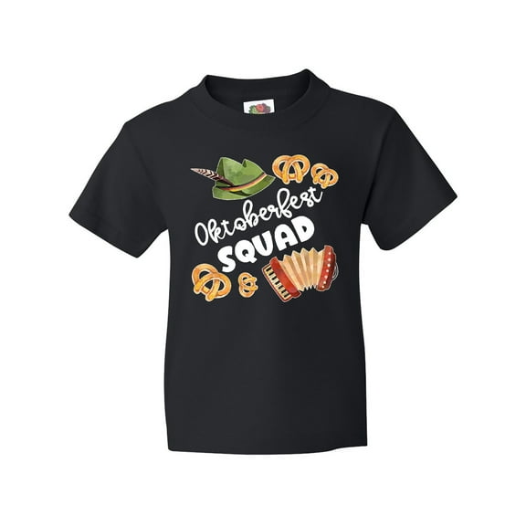 Inktastic Oktoberfest Squad Hat, Accordion, Pretzels Youth T-Shirt