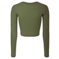 thumbnail image 4 of Made by Olivia Women's Solid Long Sleeve Round Neck Crop T Shirt Top, 4 of 4