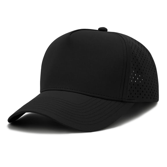 TOPTIE Quick Dry Baseball Cap, Vented Performance Laser Cut Mesh Hat, Adjustable Snapback Cap for Men and Women - Black