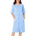 thumbnail image 1 of Chubasquero Robe Ekouaer para mujer, manga corta, con cremallera, color azul, 1 of 6