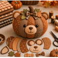 thumbnail image 2 of DIY Animal Pumpkin Sewing Kit, Cute Woodland Friends Harvest Fabric Craft Set, Pre-Cut Patchwork, Autumn Thanksgiving Decor, Halloween Seasonal Ornament, Handmade Gift,Bear, 2 of 7