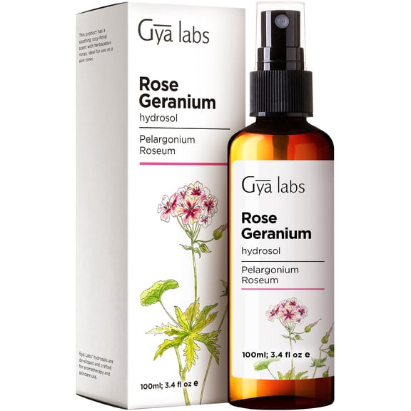 Gya Labs Rose Geranium Hydrosol - 3.4 fl oz - Hydrating Face & Body Mist Skin Toner & Hair Refresher, Pillow & Linen Spray