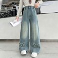 thumbnail image 4 of Ruyang Girls Ripped Straight Leg Baggy Jeans Kids Baggy Pants Denim Trousers Pants Vintage Plain Jean Casual Joggers Streetwear, 4 of 8
