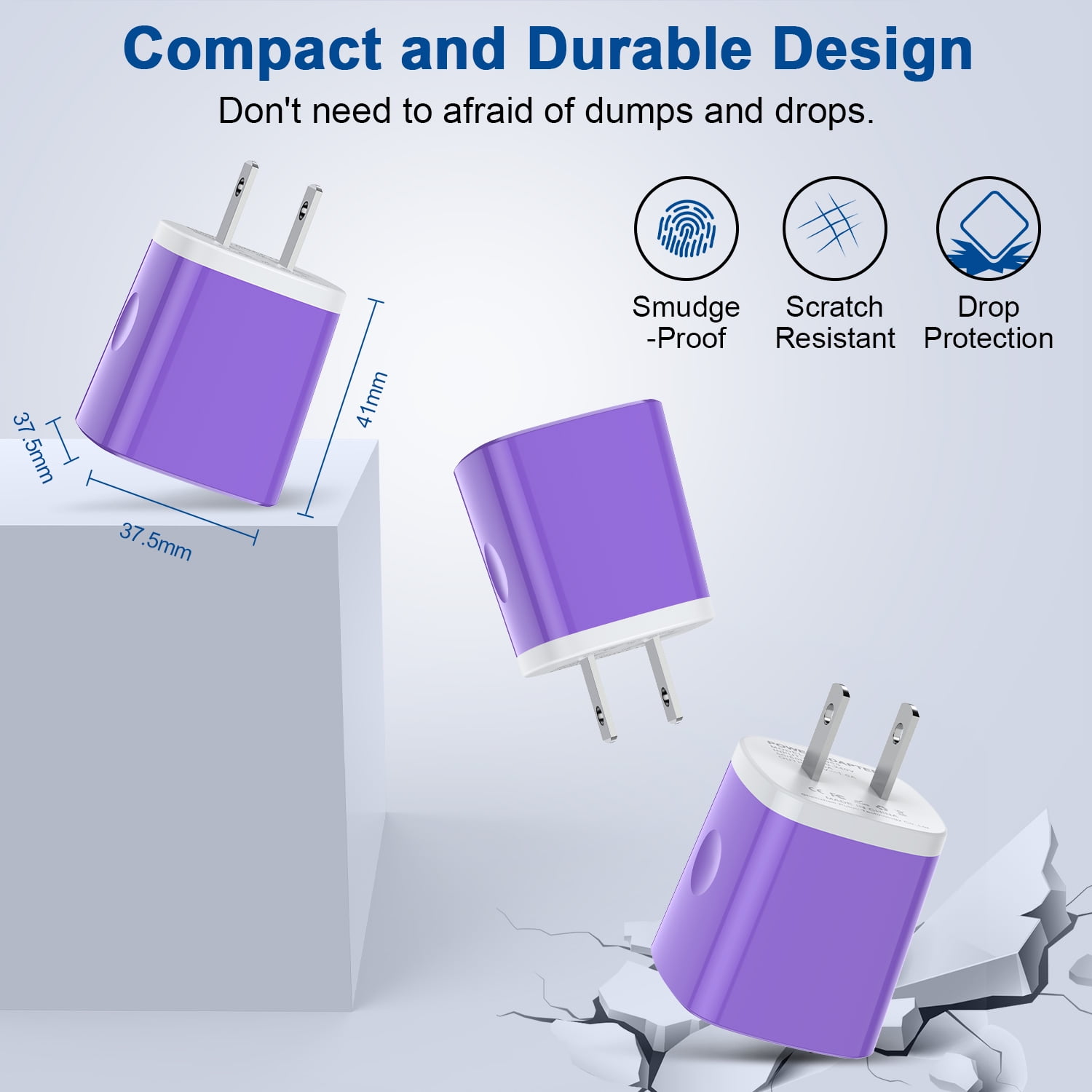 Zacenei USB Charger Block,3Pack iPhone Multi Charging Cables 6ft 10ft Charger Cord & 3Pack USB Charger Adapter Wall Charger Plug Fast Charging Cords 6FT10FT Charging Block Compatible for iPhone 14 13