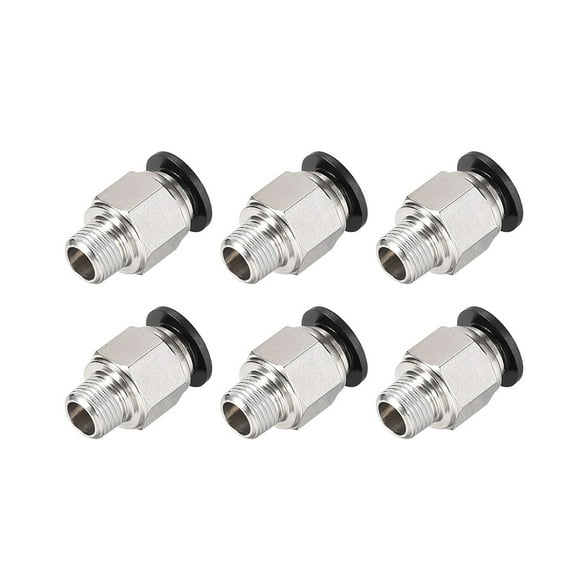 Unique Bargains Straight Pneumatic Push to Quick Connect Fittings,1/8NPT Male x 8mm Tube OD Silver Tone 6pcs
