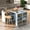 Grey-Blue, variant on EUROCO Kitchen Island Cart with Extended Table, Rolling Kitchen Island with LED Lights, Power Outlets,Storage Cabinet and 2 Fluted Glass Doors,Navy