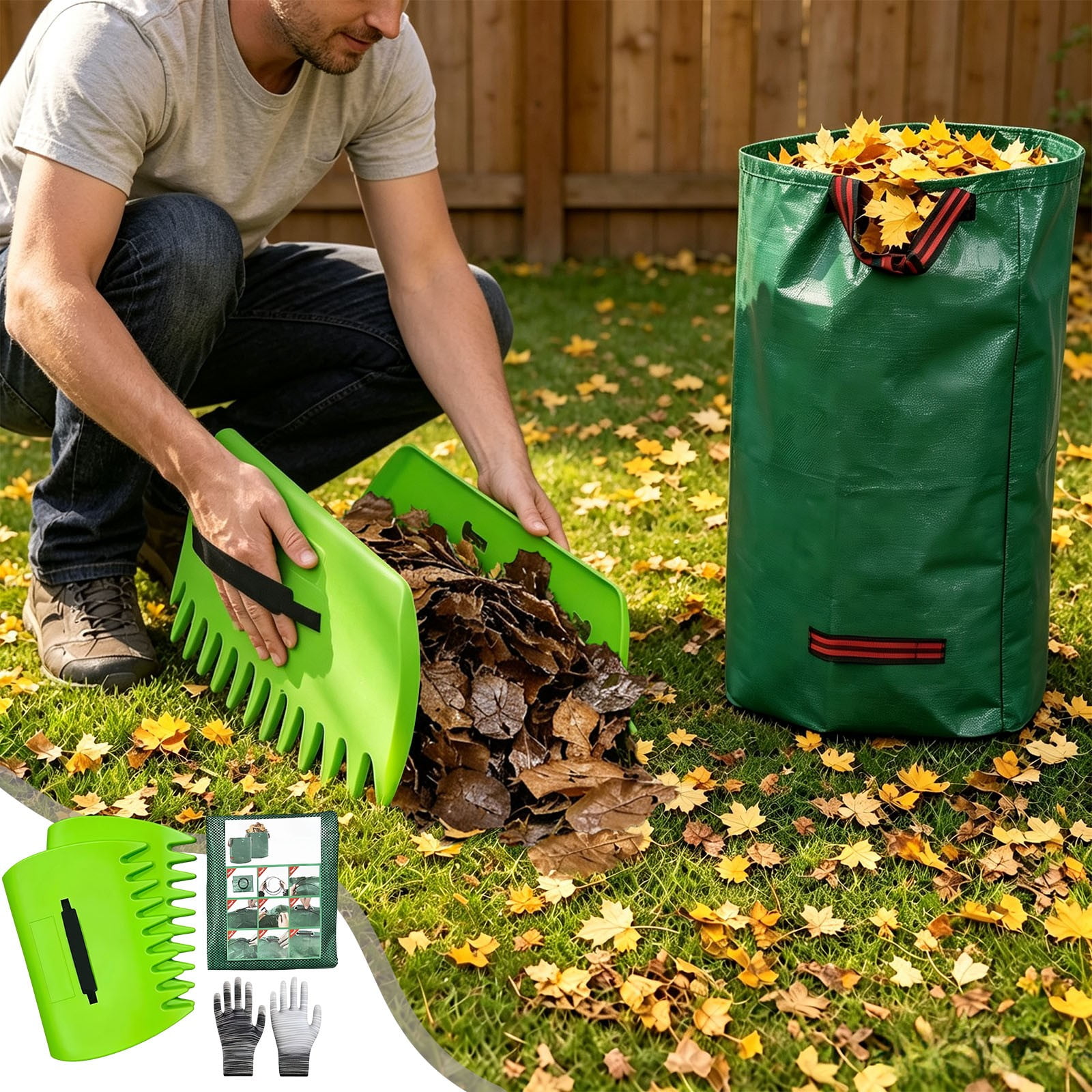 Garden Leaf Collector Tool Set Ergonomic Handheld Structure Multifunctional Kit For Yard Leaf Cleaning Work