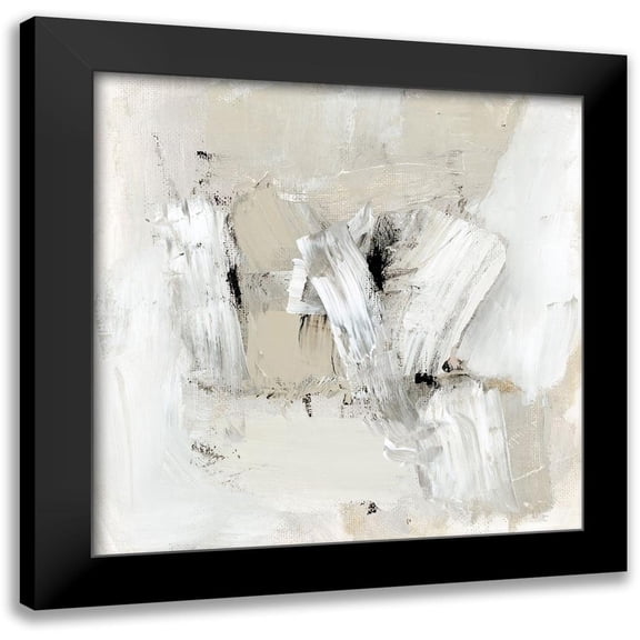Barnes, Victoria 12x12 Black Modern Framed Museum Art Print Titled - Neutral Brushstrokes I