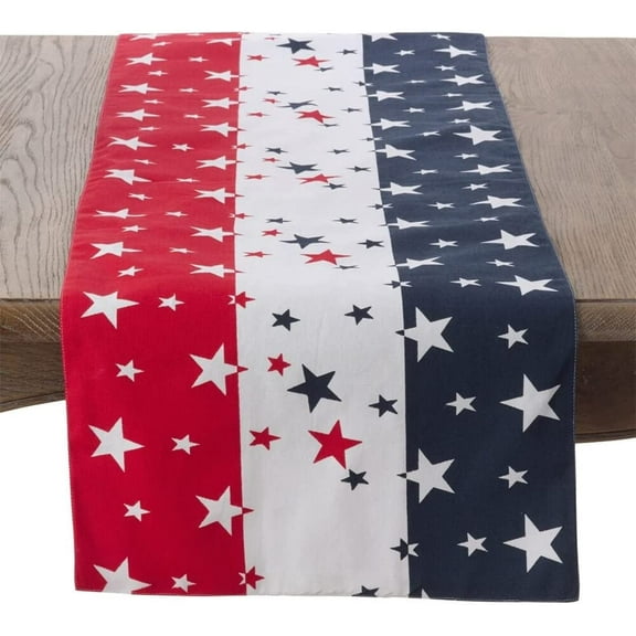Fennco Styles 4th of July Star Spangled American Flag 100% Cotton Table Runner 16"W x 72"L - Multicolored American Flag Inspired Table Cover for Home Décor, Dinner Parties, National Holidays