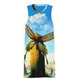 thumbnail image 3 of Butterfly Windmill Spring Summer Dresses for Women Fashion T-shirt Dress Casual Sleeveless Loose Sundress with Pockets, 3 of 5