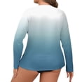 thumbnail image 4 of CIENVNSTG Swim Shirts For Women Plus Size Long Sleeve Gradient Print Rash Guard Loose Fit Swimsuit Top Upf 50+Sun Protection Quick Dry Hiking Swim Shirt Light Blue 5XL, 4 of 5
