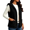 thumbnail image 5 of Perfectbot Women's Fuzzy Hooded Vest Open Front Sleeveless Jacket Fall Winter Layering Outerwear with Pockets, 5 of 7