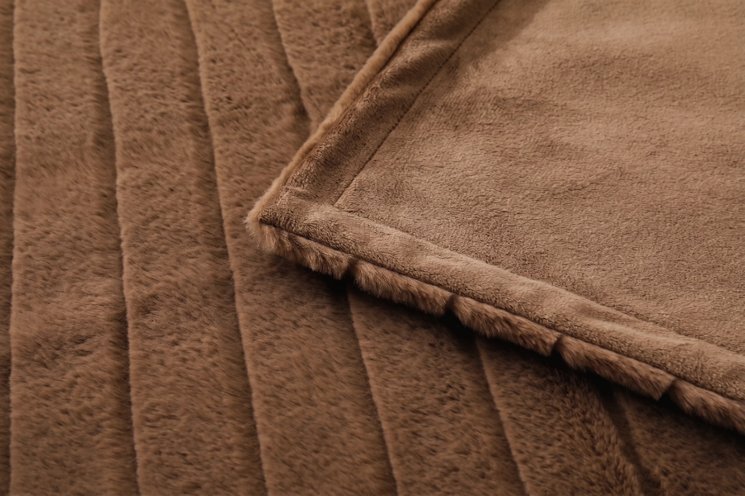 Mainstays Stripe Faux Fur Dual Layer Throw, Brown, 50 in x 60 in