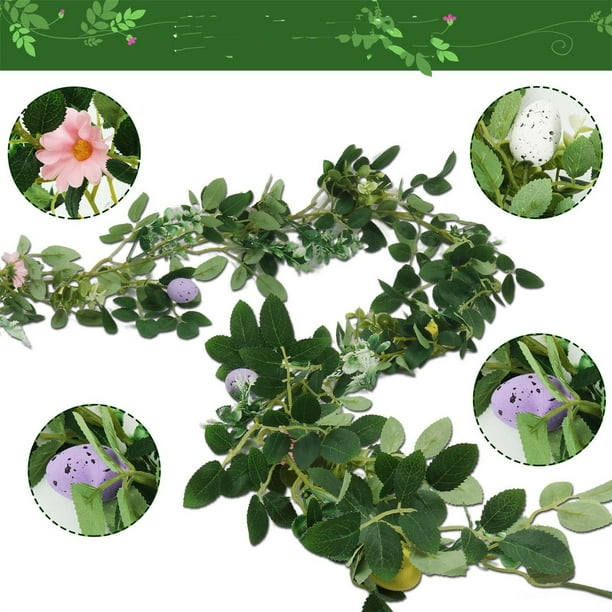 Colgando Planta Artificial Navidad Huevo Pino Rama Corona - Verde Artificial Invierno Huevo Decoración Coronas de Navidad Artificiales