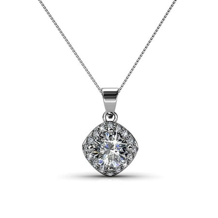 Cate & Chloe Celeste 18k White Gold Necklace w/Swarovski Crystals, Best Unique Silver Necklace for Women, Special-Occasion Jewelry, Crystal Necklace with Swarovski Crystals for Ladies - msrp (Best Jewelry Brands For Girlfriend)