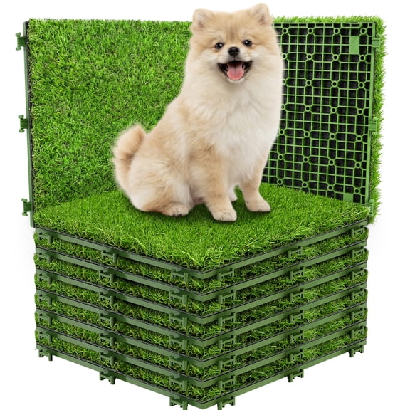 TrumanPick Artificial Grass Interlocking Fake Grass Indoor Outdoor Turf Grass for Patio Backyard Balcony, 12" x 12"