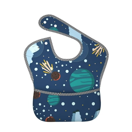 Susaid Alpaca Astronaut in Space Print Bibs for Babies Toddlers Adjustable Waterproof Free Soft Durable Bibs for eating with Large Pocket Food Catcher