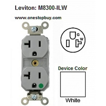 Leviton M8300 Ilw Nema 5 20r 2p3w Duplex Receptacle Hospital