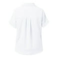 thumbnail image 4 of Baqcunre Casual V Neck Solid Color Button Down Shirts Tops Short Sleeve Blouses For Women Y2K Tops Shirts For Women Going Out Tops Women Clothing Womens Tops,Color White,Size M, 4 of 4