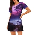thumbnail image 1 of Fotbe Purple Moon Tree Night Sky Bata de Dormir para Mujer con Estampado, Camisón de Algodón de Manga Corta, Ropa de Dormir Casual, 1 of 6
