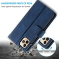 thumbnail image 6 of Wallet Case for iPhone 13 Pro Max, Retro 9 Card Holder Slots Zipper Pocket Handbag Case PU Leather Magnetic Closure Kickstand with Wrist Strap TPU Shockproof Flip Case - Blue, 6 of 16