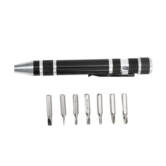 HLONK Pocket Screwdriver 8-in-1 Mini Hand Pen Screwdriver Magnetic Type Multipurpose Perfect for Fine Screws Black Compact and Portable for DIY and Repair Tasks