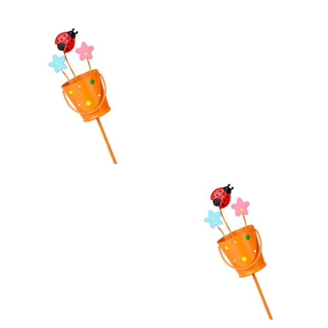 Toystoory Flower Pot Pick DIY - Inserción de tarjeta de metal a prueba de herrumbre Colores vibrantes Proyectos de estaca de jardín Variedad de Cubo amarillo 2Conjunto