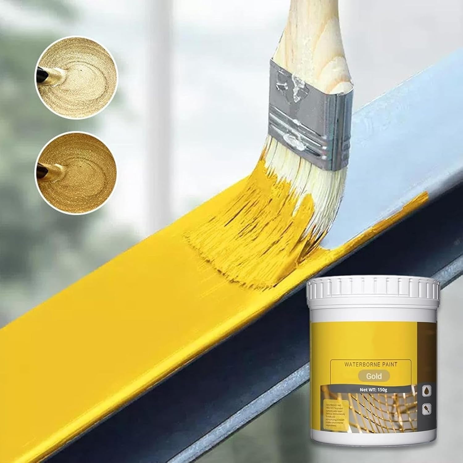 150g Weatherproof Water-based Gold Paint – Perfect for Home Decoration, Plaster & Handicraft Making(LR Gold 2 PCS)