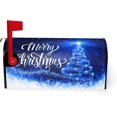thumbnail image 2 of Mailbox Covers Merry Christmas Blue Snow Tree Magnetic Letter Post Box Cover Standard Size 21 x 18 Inch Garden Yard Home Decorative, 2 of 6