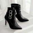thumbnail image 6 of BONIXOOM Womens Boots High Heel Rubber Buckle Mid-Calf Winter Black, 6 of 6
