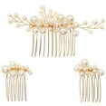 thumbnail image 1 of KAKOWELY Juego de 3 peinetas de perlas para el pelo, tocado de novia, delicados peines decorativos, accesorios para el pelo de graduación, 1 of 4