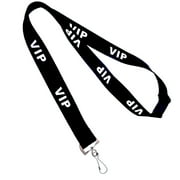 5 Pack - VIP Lanyard with Breakaway Clasp and Swivel Hook - Black Neck Strap w/White"VIP" Letters - Clip to Badge Holder, Party Pass, Sports Event, Concert Ticket, Name Card & More by Specialist ID