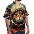 thumbnail image 2 of Retro Cat Men's Casual Printed Hawaiian Poplin Button Down Short Sleeve Beach Shirt Unisex, 2 of 6