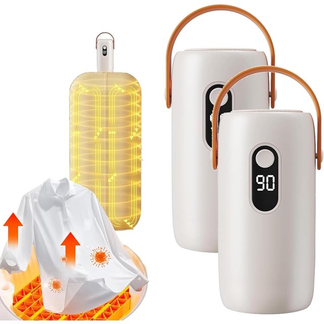 Mini Portable Foldable Clothes Dryer, Portable Mini Clothes Dryers with Bag and Hook, Quiet and Fast-Drying, Auto-off Timer, for Apartment, Rv, Travel (2PCS)