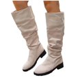 thumbnail image 3 of FRSASU Women's Fashion Casual Winter Style Round-Toe Thick-Heeled Low-Heeled Mid-Calf Boots White, 3 of 9