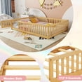 thumbnail image 4 of Bellemave Queen Size Floor Bed with Door and Fence  Queen Floor Bed with Bed Slats Sturdy Wood Floor Bed Montessori Bed Frame (Queen, Natural Brown), 4 of 10