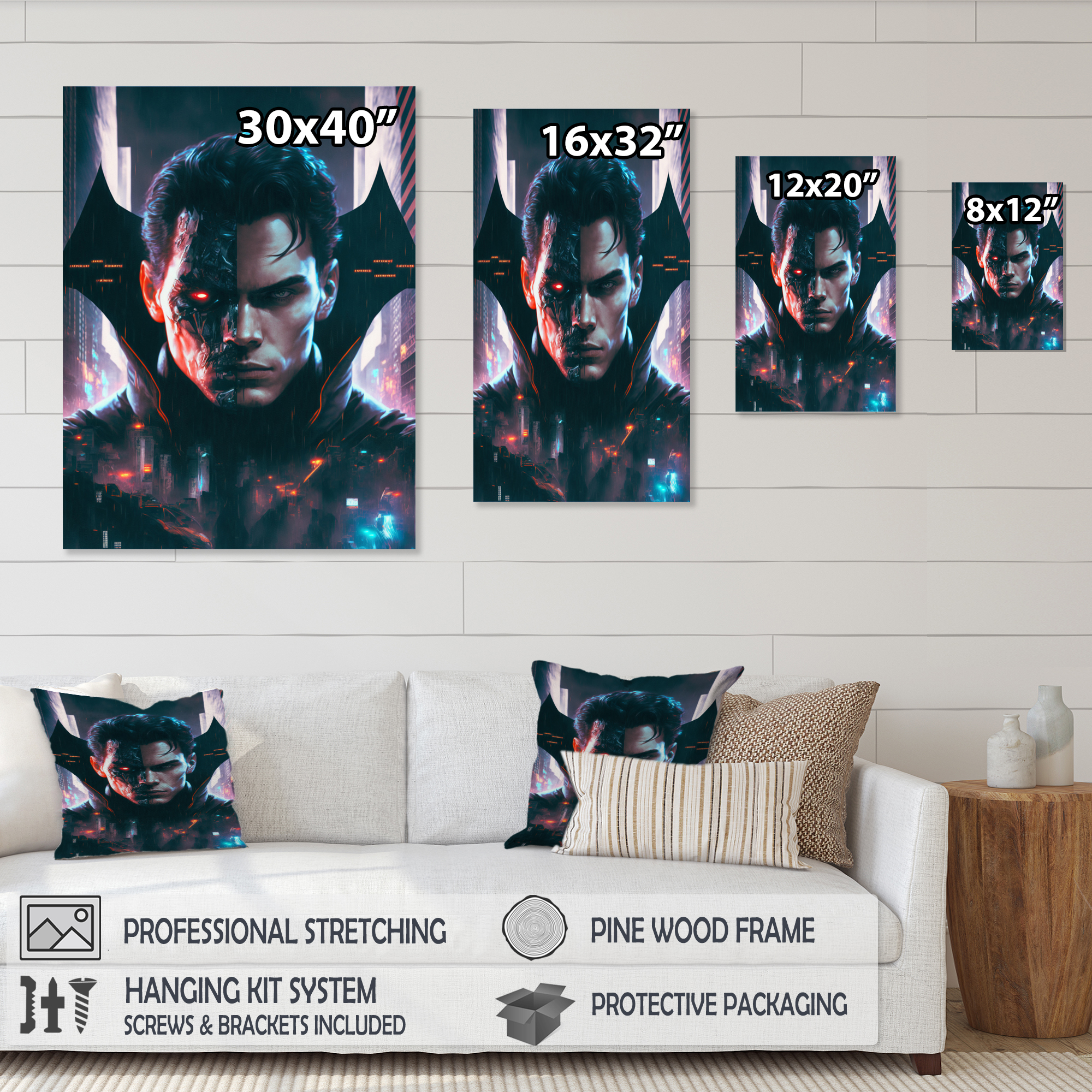 Designart Double Exposure Man Portrait Sci-Fi III Canvas Wall Art