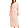thumbnail image 1 of Timegard Womens Nightgowns V-Neck Short Sleeve Adjustable Tie Comfy Bathrobe Casual Robe with Pockets, 1 of 3
