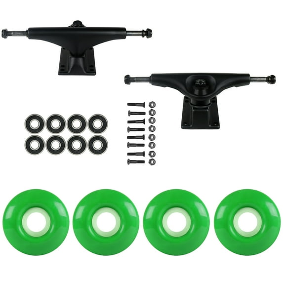 SKATEBOARD PACKAGE Havoc Black 5.0 Trucks 51mm Kelly Green Abec 7 Bearings